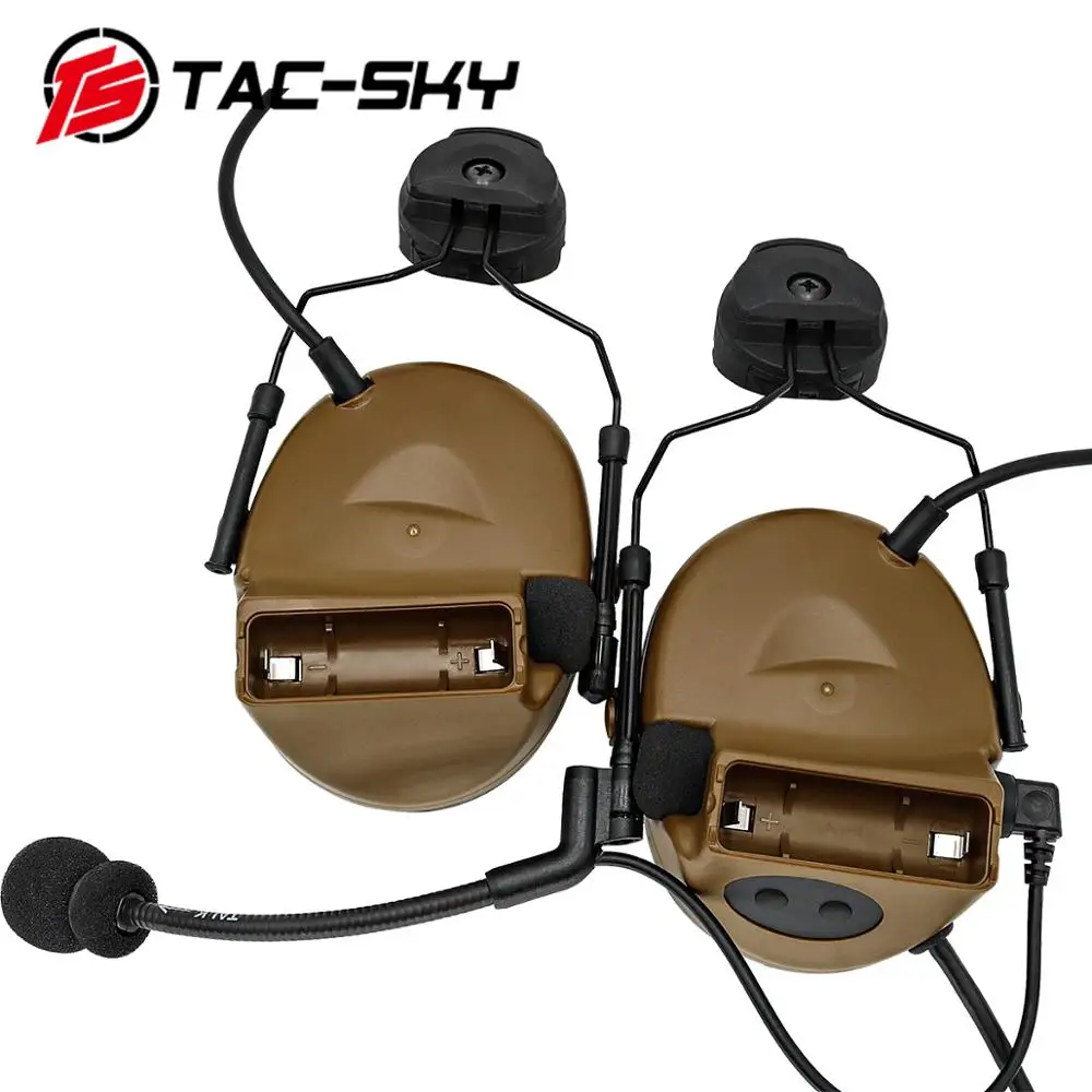 TAC -SKY Airsoft Shooting Headset COMTAC II Helmet Stand Military Noise Cancelling Tactical Headset and Tactical PTT U94ptt   CB