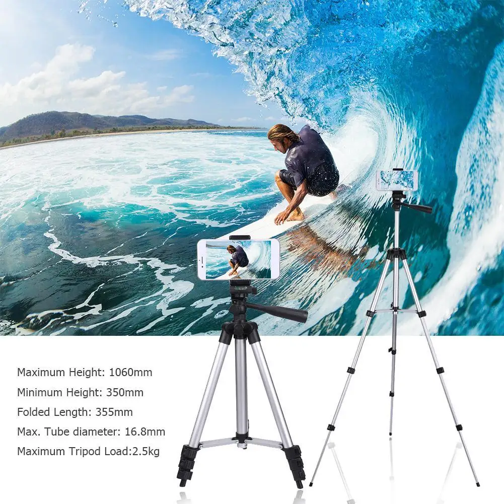 Professional Foldable Camera Tripod Holder Stand Screw Stabilizer Aluminum with Phone for DSRL Smartphones | Электроника
