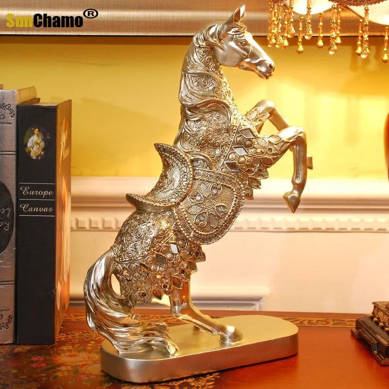 

Resin Horse Statues Sculptures Feng Shui Lucky Zodiac Room Office Decoration Handicraft Desk Ornament Business Gifts Modern Art