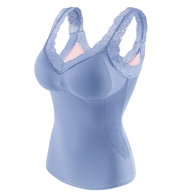 

Хорошая здоровых женщин Cami Встроенный бюстгальтер кружевной отделкой майка толстое теплое; Зимняя одежда для сна; Пижама для женщин, нижнее...