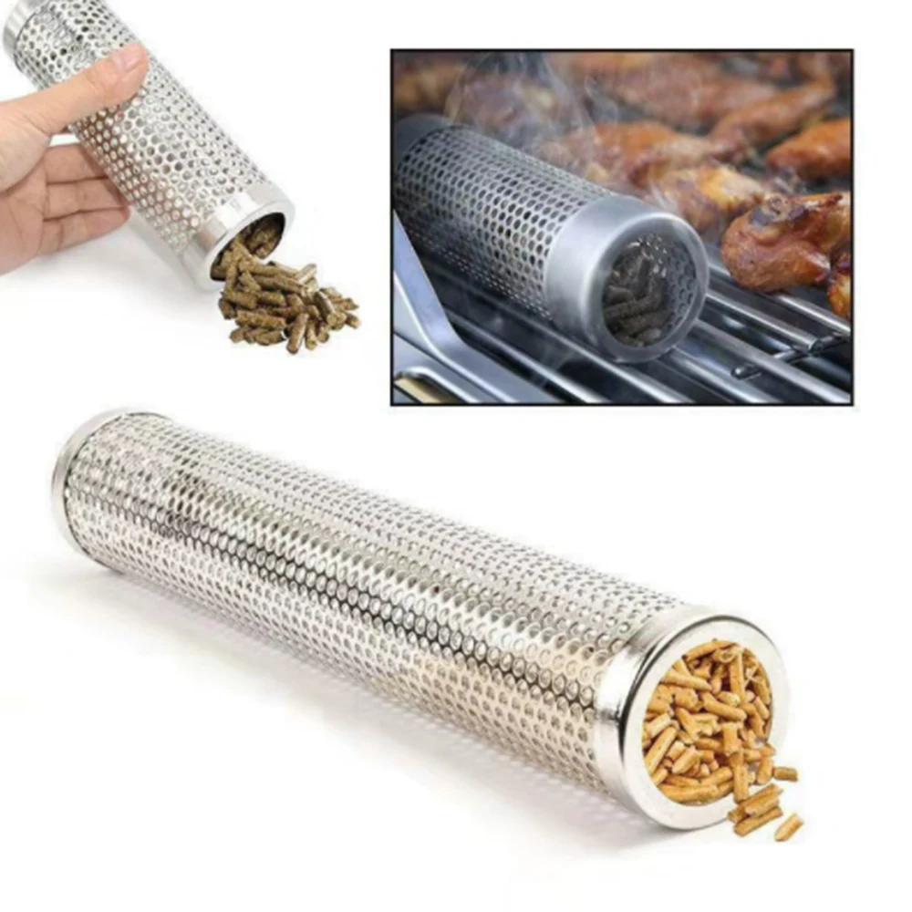 

BBQ Stainless Steel Accessories Meshes Round Sqaure Perforated Mesh Smoker Tube Grill Generator Smoker Filter Tool1