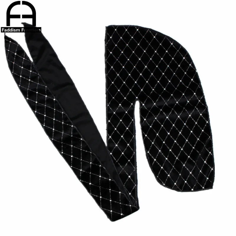 Мужская блестящая бархатная бандана-тюрбан головной убор в полоску с волнами