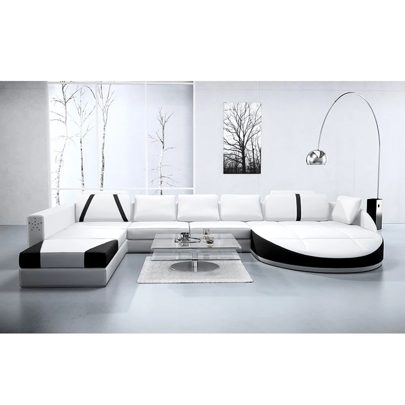 Современный белый диван из натуральной кожи для гостиной | Мебель