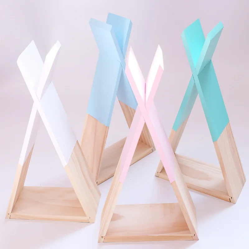 Высокое качество дерево скандинавский треугольник настенная полка детская