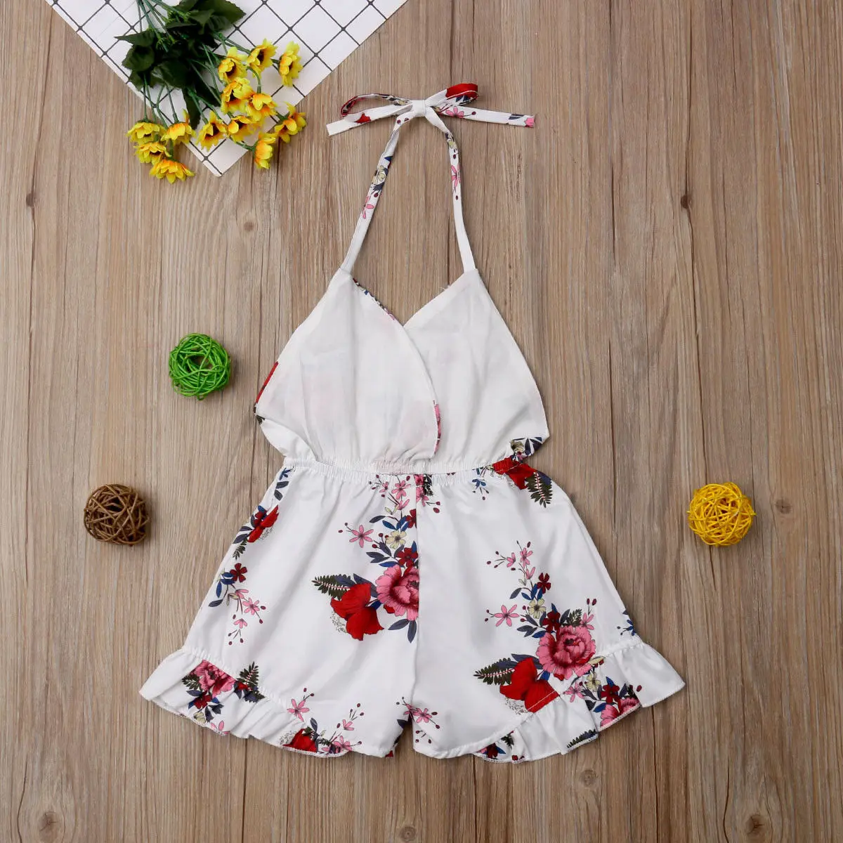 Новый брендовый комбинезон для маленьких девочек пляжный костюм с цветочным