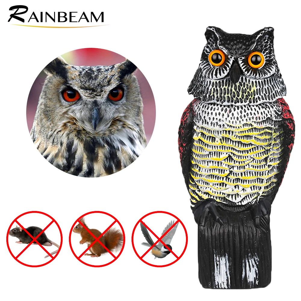 Большая Реалистичная Сова приманка вращающаяся голова сорняков борьбы с