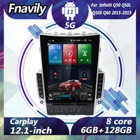 fnavily 12 1 android 11 car radio for infiniti q50 q50l q50s q60 video tesla style dvd player car stereos navigation gps dsp