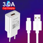 USB-кабель Type-c для Xiaomi Poco X3 NFC M3 F3 F2 Pro мобильный телефон, быстрая зарядка USB 3,0, вилка ЕС для Mi 10, 8, 9 Lite, 9T, 6X, A2, A3