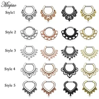 miqiao 2pc nose ring nasal septum puncture heart shaped ear bone ring jewelry middle rod titanium not easy to be allergic