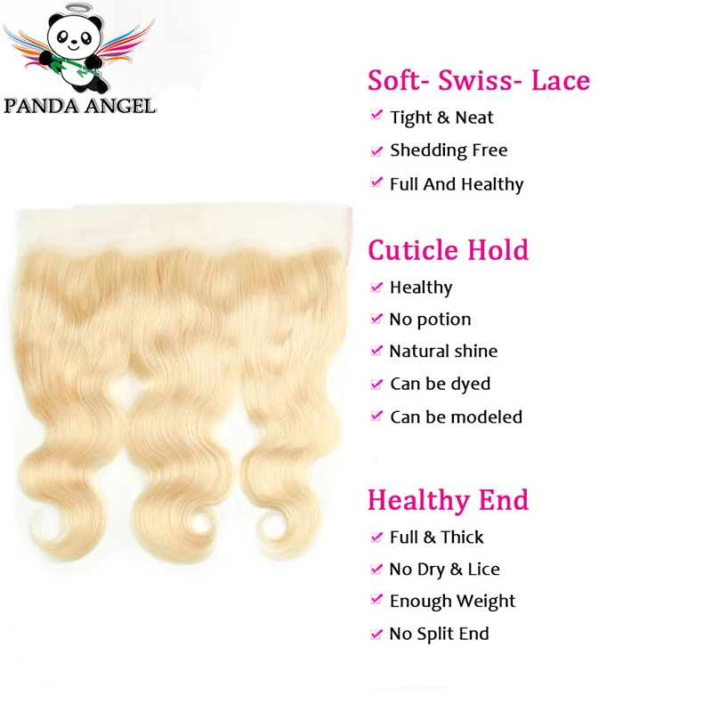 Panda Angel 13х4 фронтальная кружевная лента 613 блонд бразильские Remy человеческие волосы объемная волна Кружева Фронтальная 13*4 уха до уха фронтальная кружевная застежка