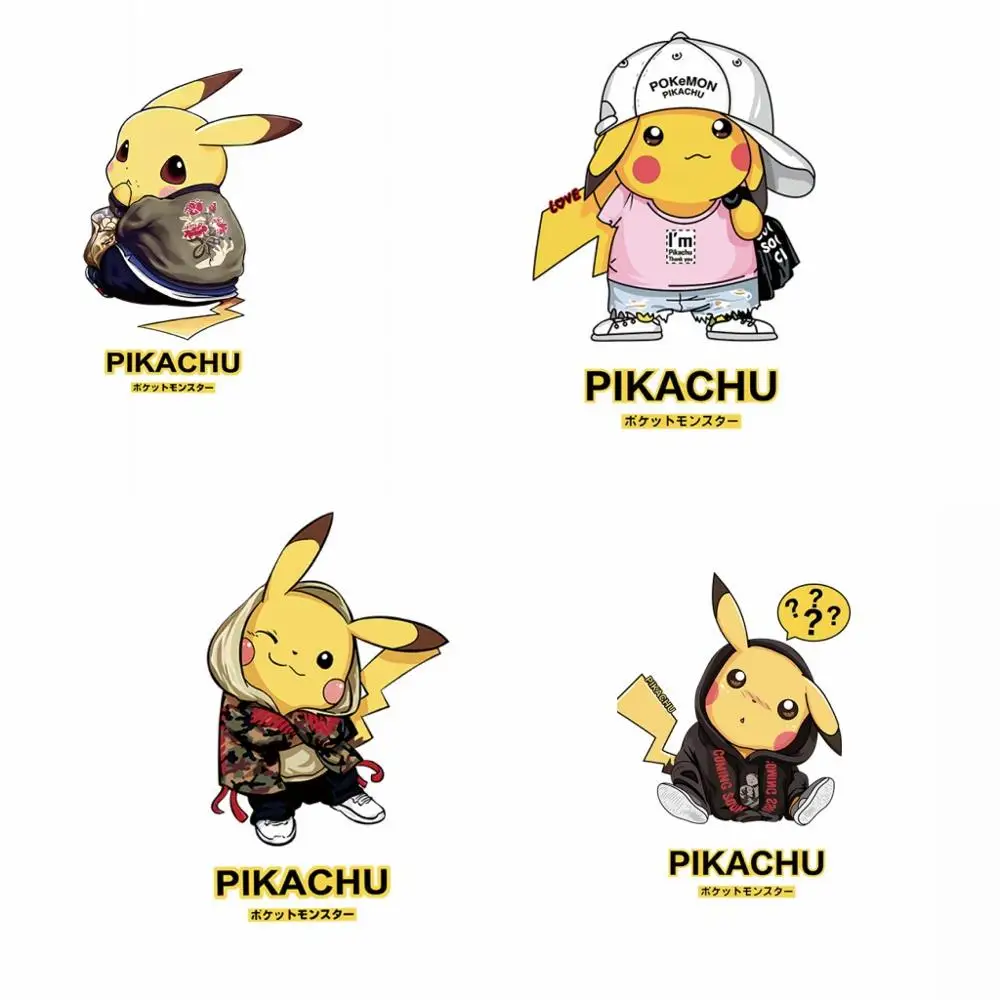 4 шт./компл. изображение животного Пикачу наклейка с термопереносом железа на