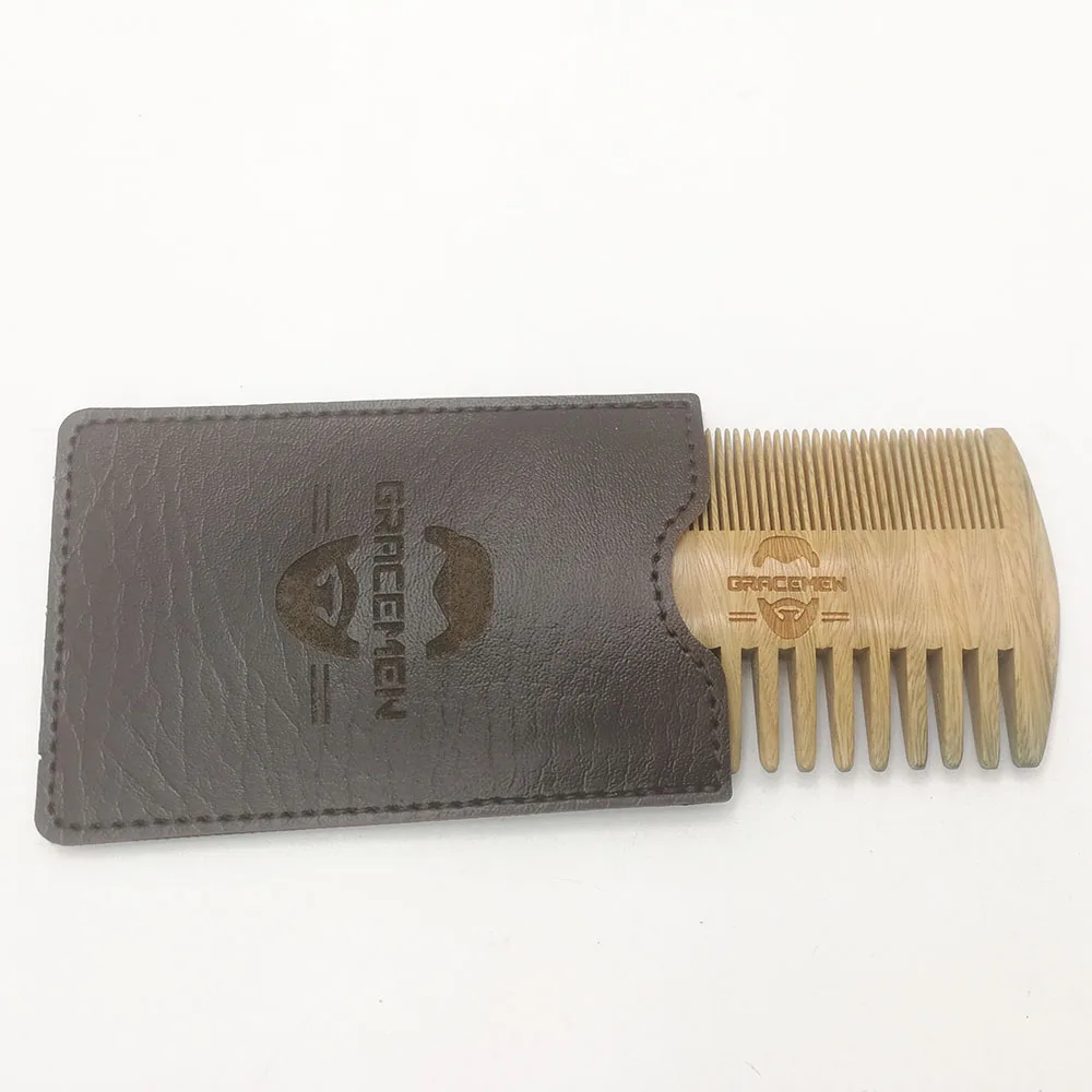 50 шт./лот Amazon Горячая Натуральная Зеленая деревянная расческа для бороды