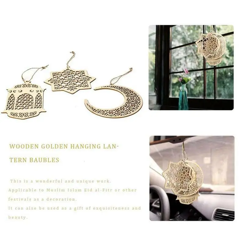 

Wood Craft Ramadan Eid Mubarak Decorations For Home Muslim Pendant Moon Supplies Ornament Hanging Party Plaque Islam Wooden P8X8