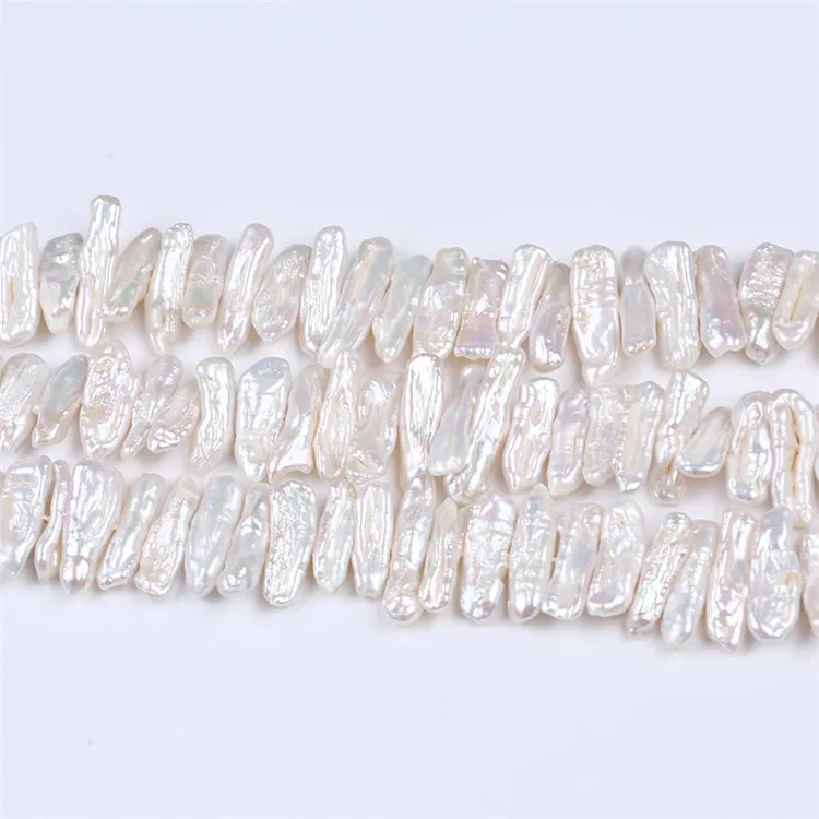 

Freshwater real pearls Natural 7-8mm Biwa Shape Irregular shape Pearl string