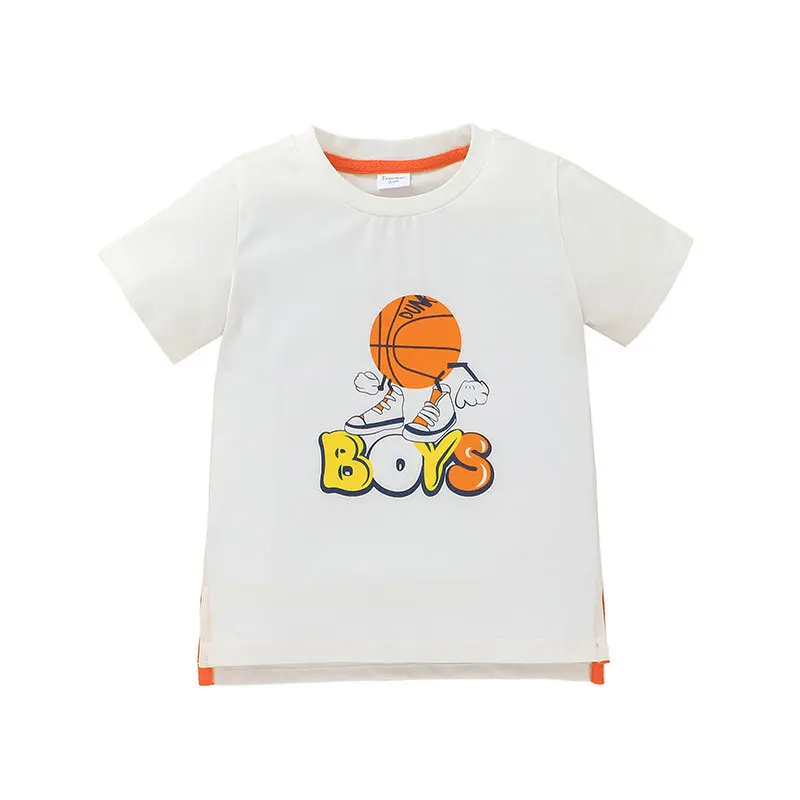 

2021 Summer Children Casual Cotton Short Sleeve O Neck Print Cartoon Basket Ball Fashion Baby Girl Or Boys T-shirt 1-8T