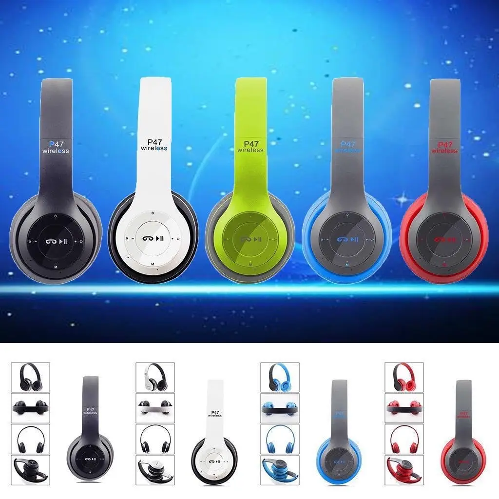 P47 Wireless Headphones Bluetooth 5.0 Earphone with Memory TF Card Audifono FM Game Headset Earbuds for iPhone Samsung Huawei |