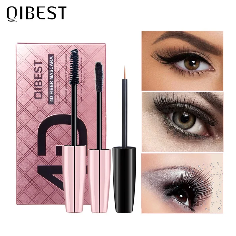 

QIBEST Eyelash Growth Enhancer Mascara Fiber Set Waterproof Full Professional Makeup Long Curling Thick Eyelash Extend Cosmetics