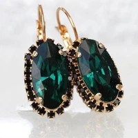 fashion gold color hook earrings for women temperament female oval blue zircon dangle earrings simple party wedding accessories