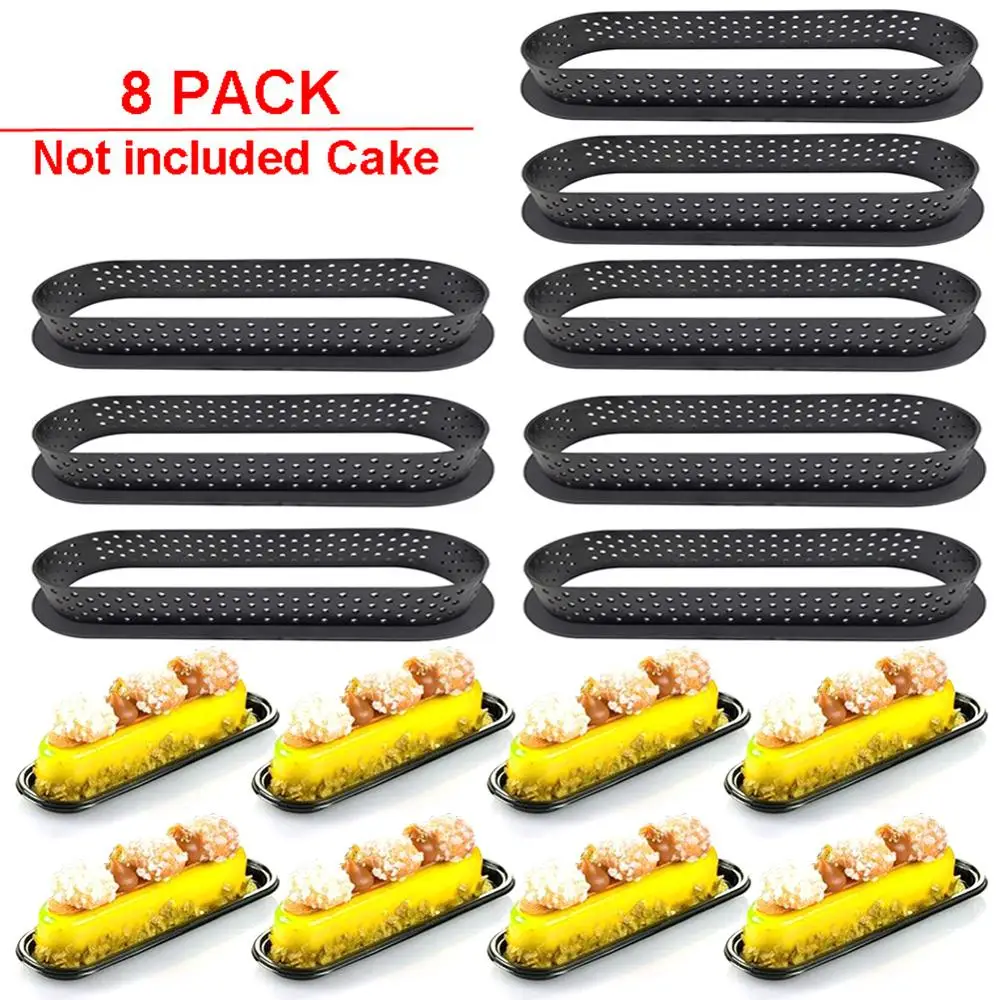 

8PCS DIY Tart Ring Mold Cake tools French Dessert Bakeware Cutter Round Shape Decorating Tool Perforated Mousse Circle