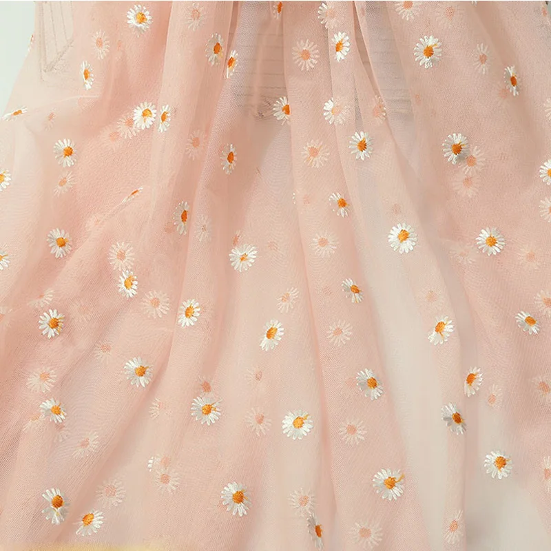 Мягкая белая кружевная ткань с цветочной вышивкой Тюлевая сетка для платьев