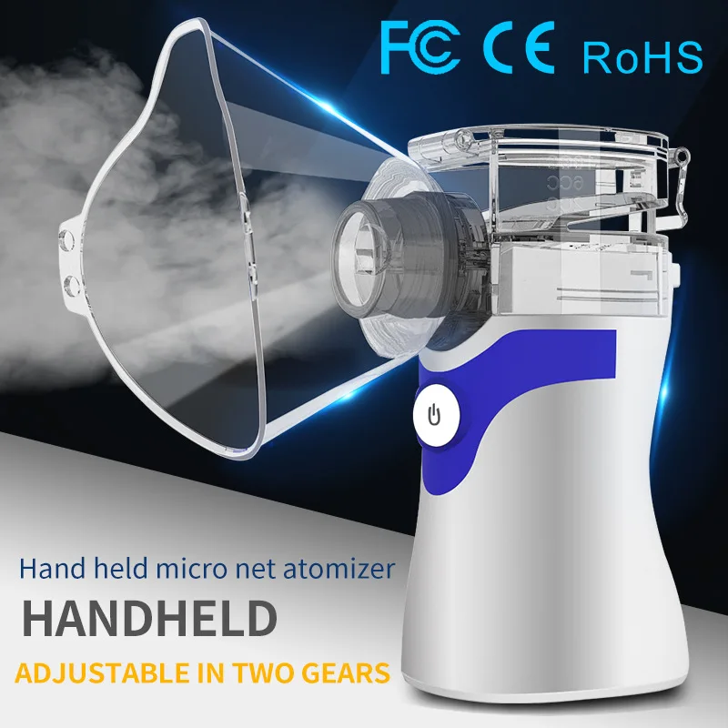 

Portable Mesh Nebulizer Handheld Mini Ultrasonic Atomazition Silent Inhalar Two Spray For Child Adult Health Care