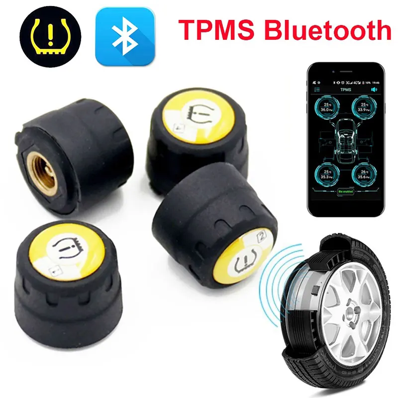 

Car TPMS Bluetooth Tire Pressure Monitoring System For Android IOS Mobile Phone Car Alarm Universal Tyre Pressure Sensors