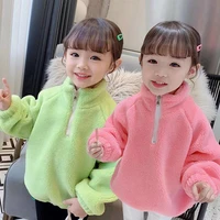 boys girls hoodies sweatshirts babys kids outwear 2021 pink green plus velvet thicken winter autumn top cotton childrens clo