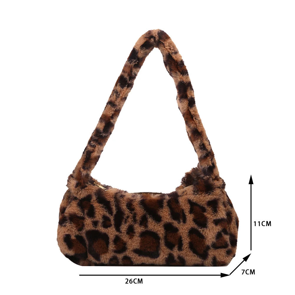 

Animal Pattern Plush Small Underarm Handbags Retro Women Shoulder Top-handle Bag Popular Simple Female Daily Bag