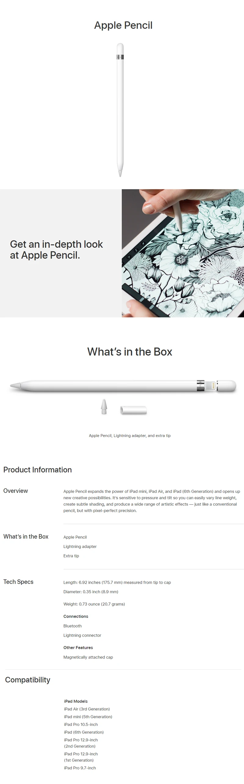 Apple Pencil для iPad Pro 10,", Ipad Pro 9,7" оригинальная новая ручка-стилус для планшетов Apple iPad //Pro