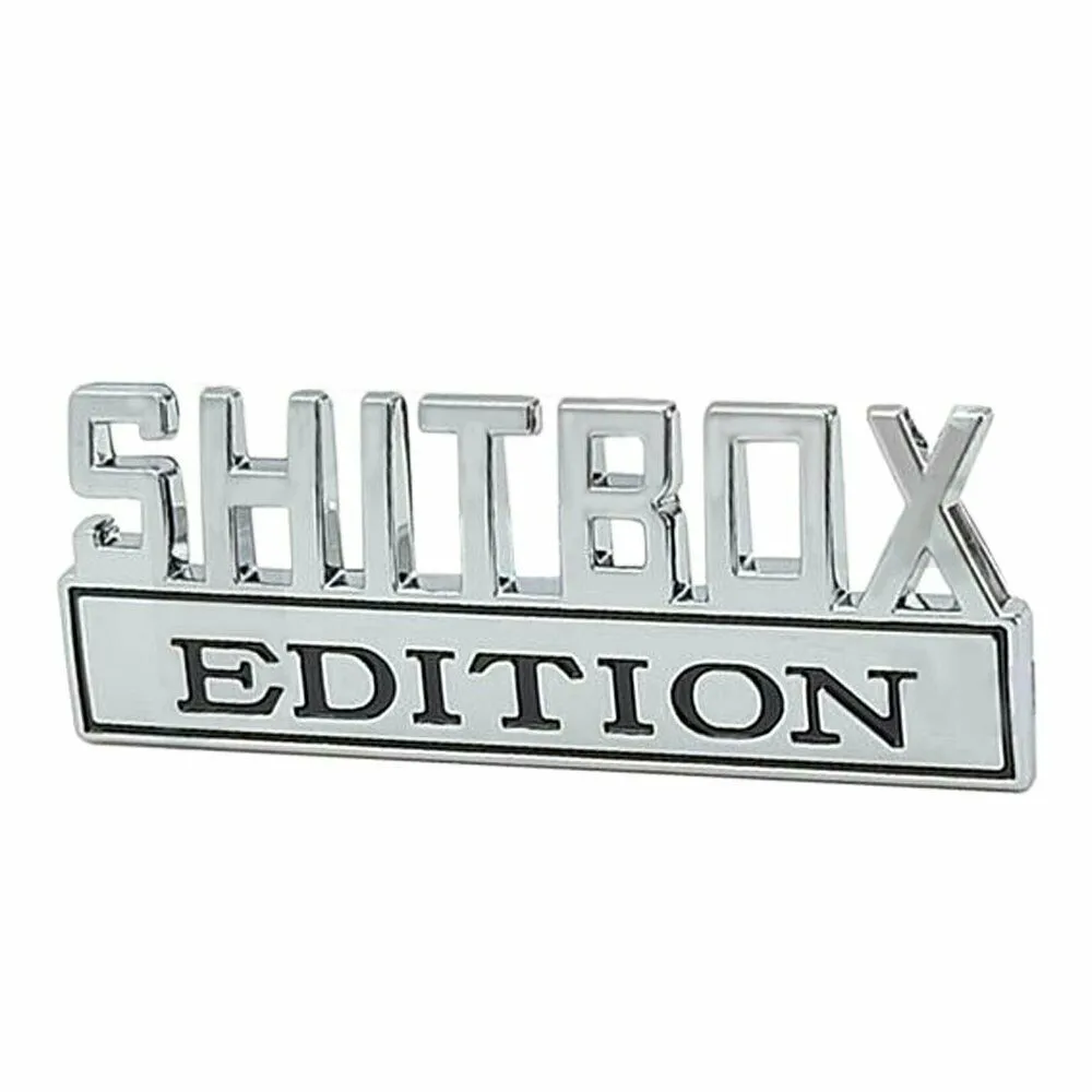 

1pcs Car Sticker Car Chrome Emblem FOR Chevy Ford SHITBOX EDITION Silver Black