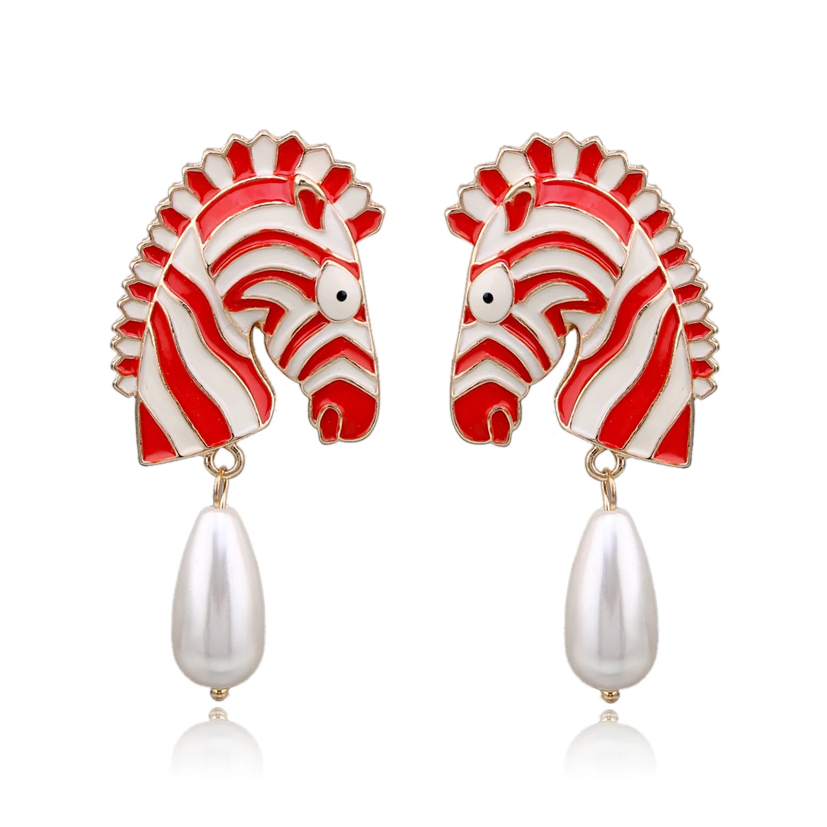 Новые позолоченные серьги гвоздики KAYMEN в виде зебры с жемчугом форме капли воды