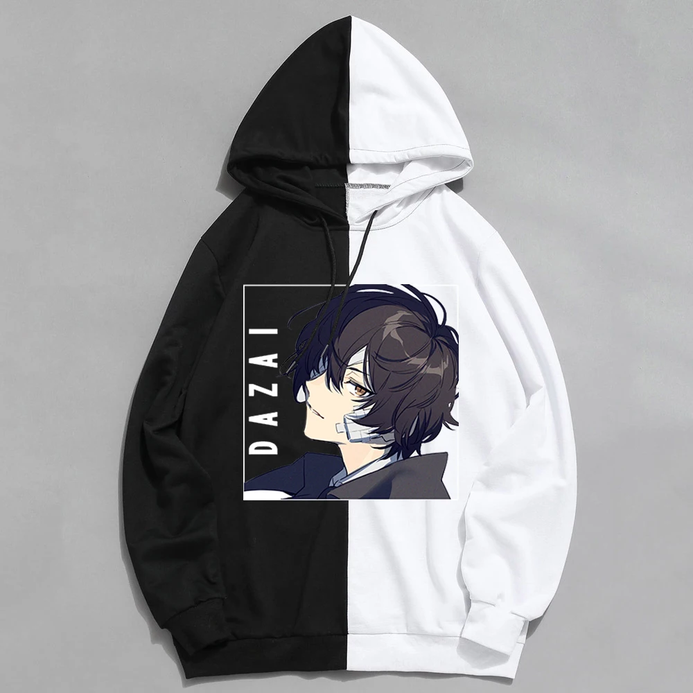 Patchwork Hoodies Japan Anime Bungou Stray Dogs Chuuya Nakahara Osamu Dazai Hoodies Women Men Anime Hoody Plus Size Clothing