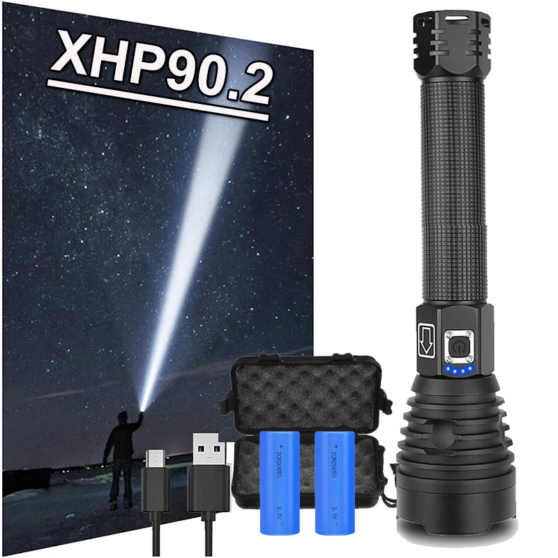 Самый мощный светодиодный фонарик XHP90.2 на 400 лм usb XHP70 XHP50 перезаряжаемый