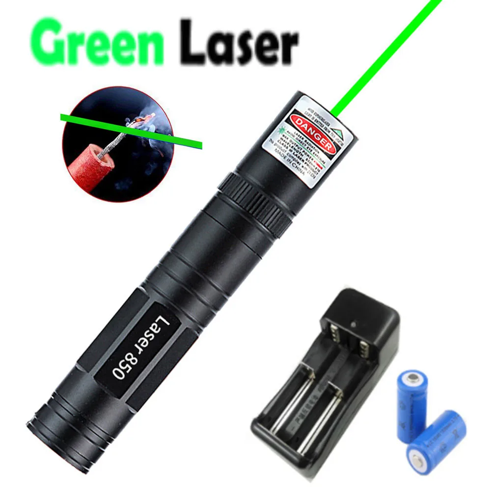 

Portable mini laser pointer 5 milliwatts high power super far radiation 8000m green laser burning laser with 16340 battery