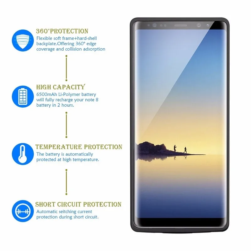 Хит продаж чехол с аккумулятором на 6500 мАч для Samsung Galaxy Note 8 резервным зарядным