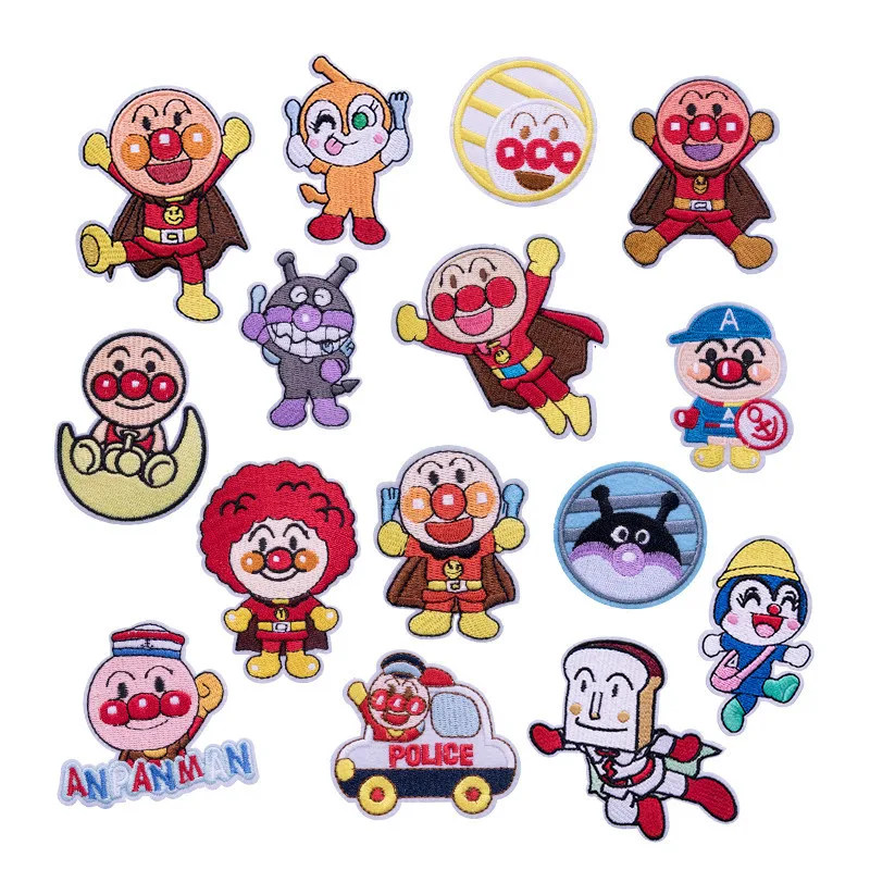 

Cartoon Japanese Anime Anpanman Iron on Patches Baikinman Embroidered Patch Kids Badge DIY Cloth Accessories
