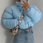 Пуховик женский зимний, пуховое пальто из хлопка, женские толстые короткие парки, модная повседневная куртка с высоким воротником, элегантные женские куртки