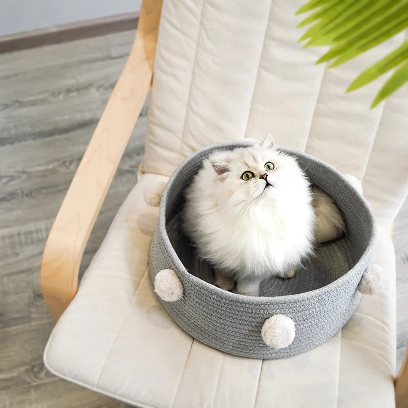

Natural Woven Cat Litter Cat Pet Bed House Washable for Small Dogs Nest Sleeping Bed Foldable Cute Cat for Indoor Cats Dog House