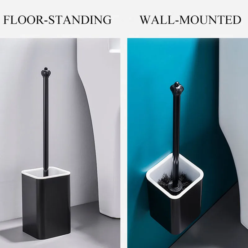 black toilet brush corner cleaning brush quick draining wall mounted and floor standing home cleaner tools bathroom accessories free global shipping