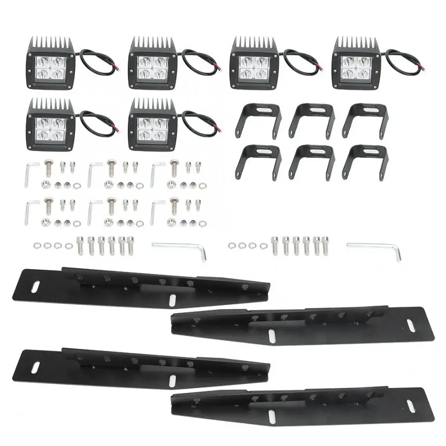 Квадратный светильник 12 Вт 6 шт. 2 кронштейны светодиодный переднего бампера