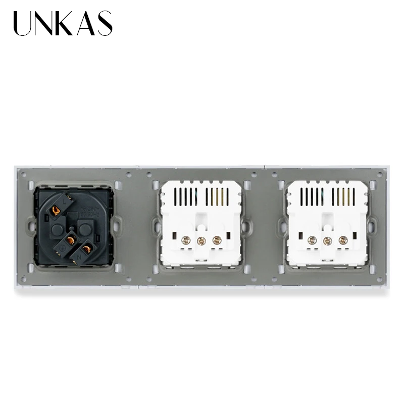 UNKAS 3 банды настенная розетка стандарта ЕС с 2 usb портом для зарядки мобильного