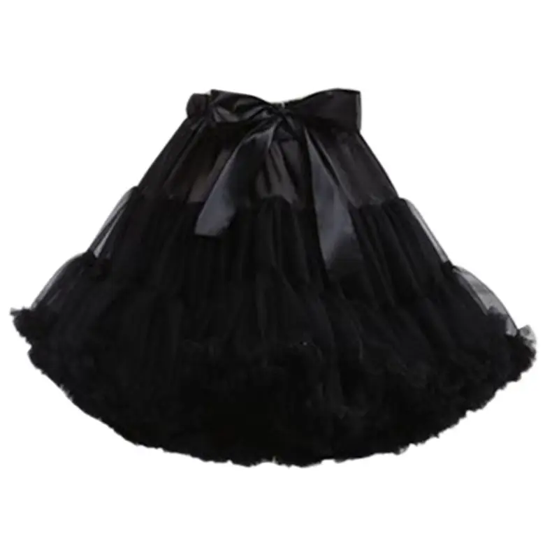 

LXAE Women Lolita Cosplay Petticoat A-Line Puffy Tutu Skirt Layered Tulle Ballet Dance Pettiskirts Big Bowknot Underskirt