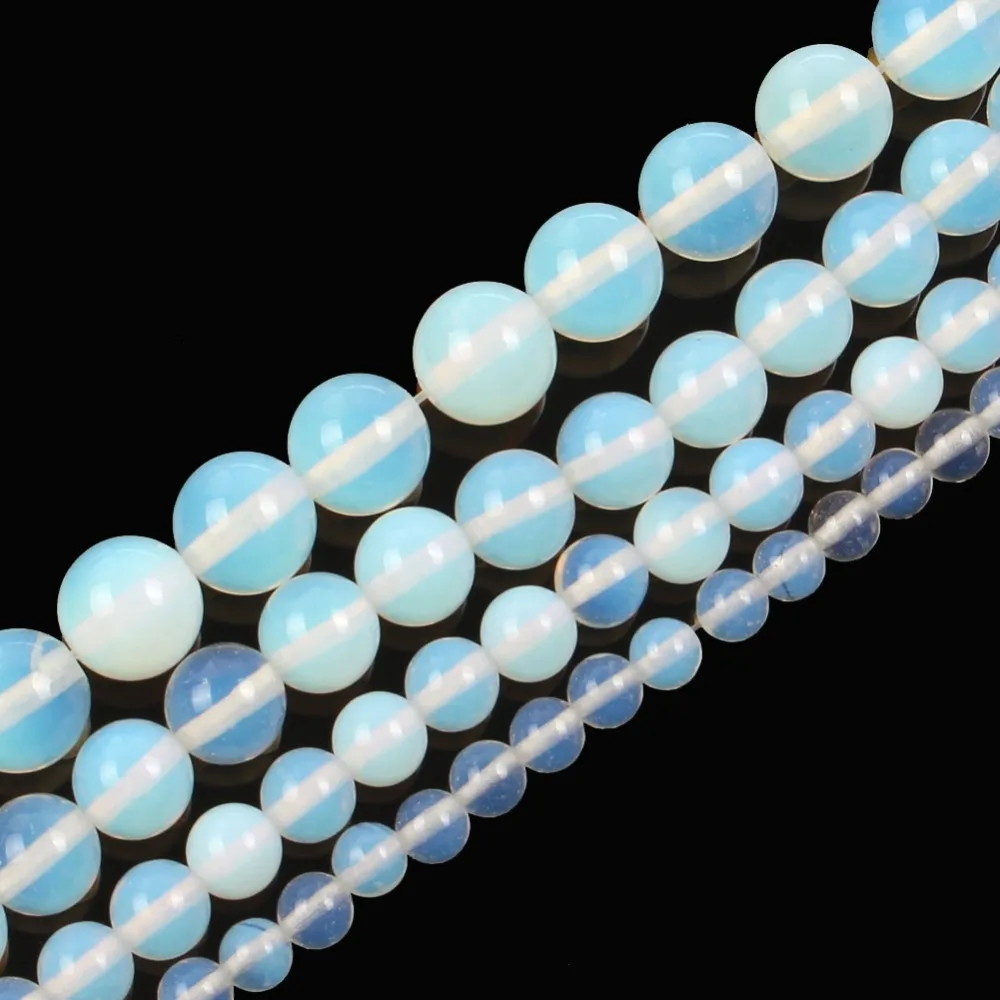 Бусины из натурального камня гладкие бриллиантовые опаловые бусины кварцевые