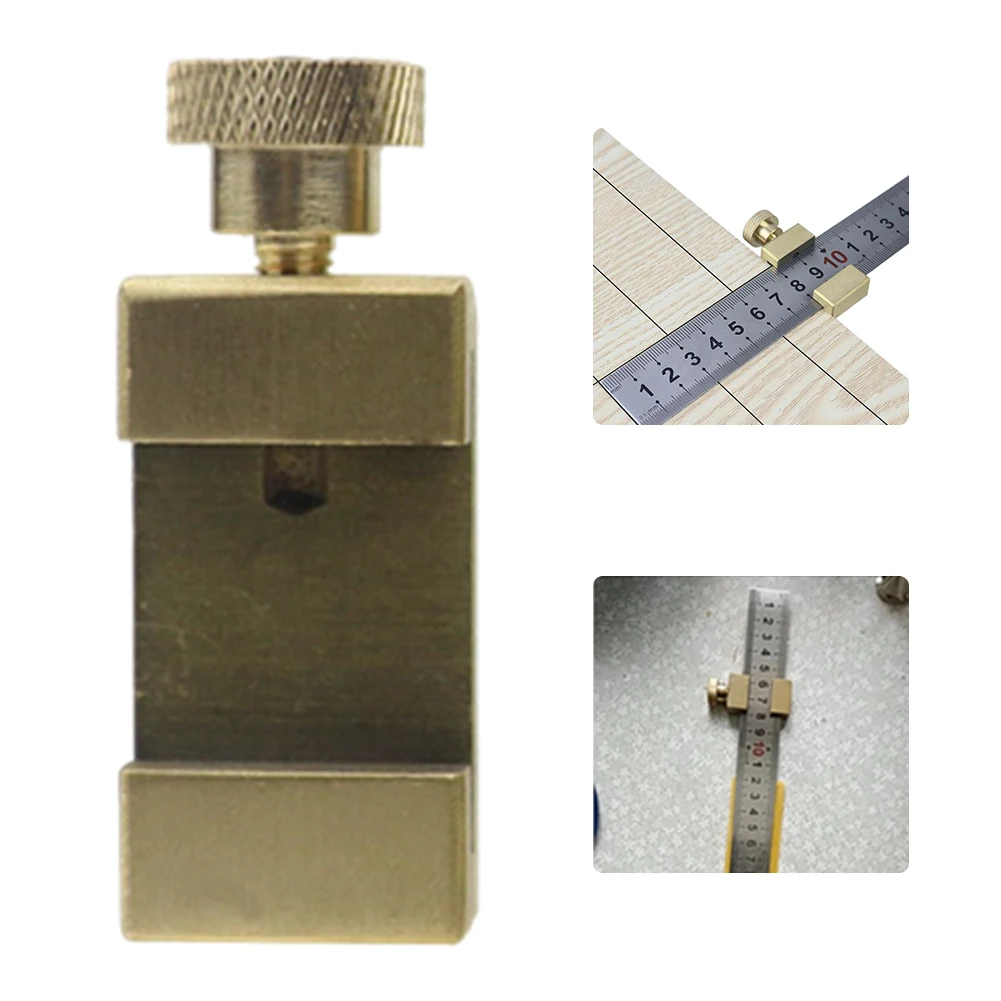

26.5/29.5/36.5/39.5mm Woodworking Ruler Brass Limit Positioning Block Straightedge Adjustment Block Scribe Fixed Stop Tools