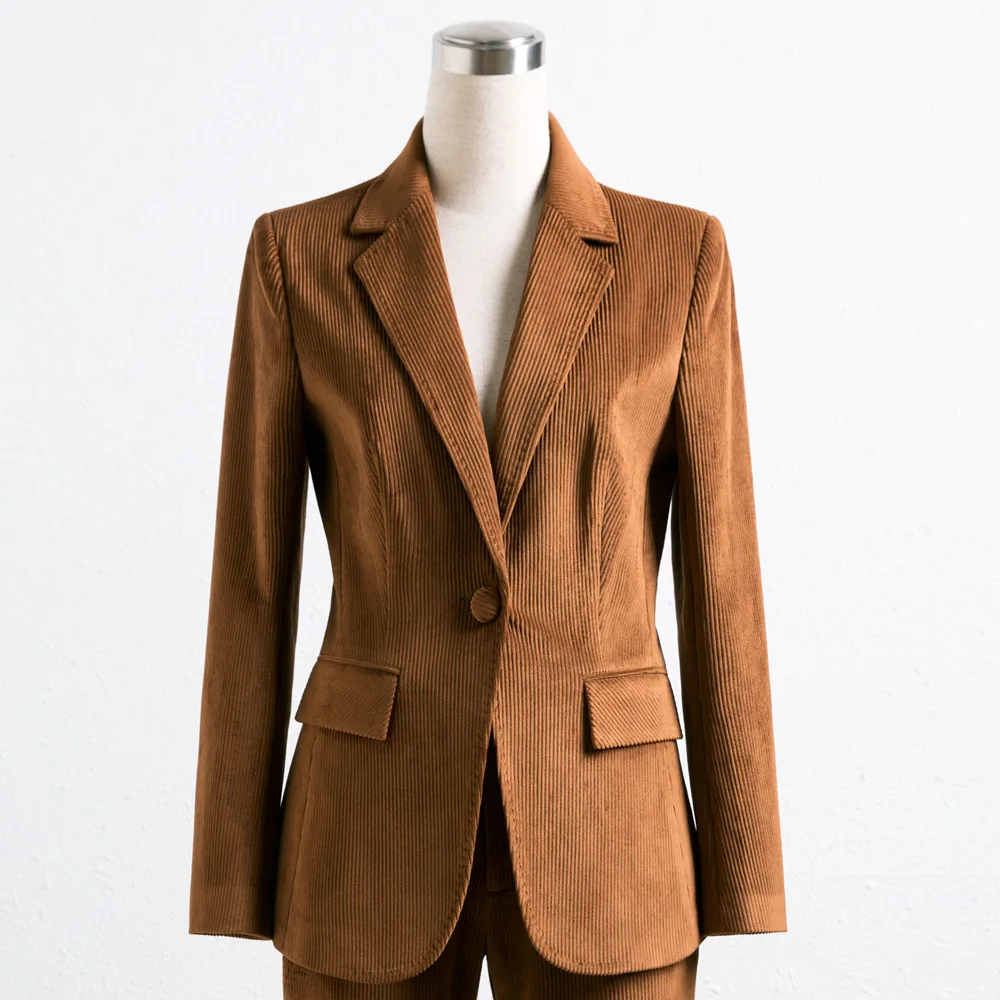 Костюм женский деловой костюм с юбкой 2019 зимний теплый вельветовый комплект из 2