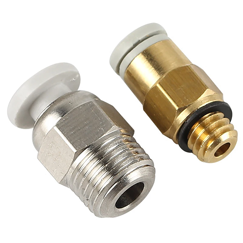 Большие серебряные и маленькие золотые прямые пневматические соединители 3D
