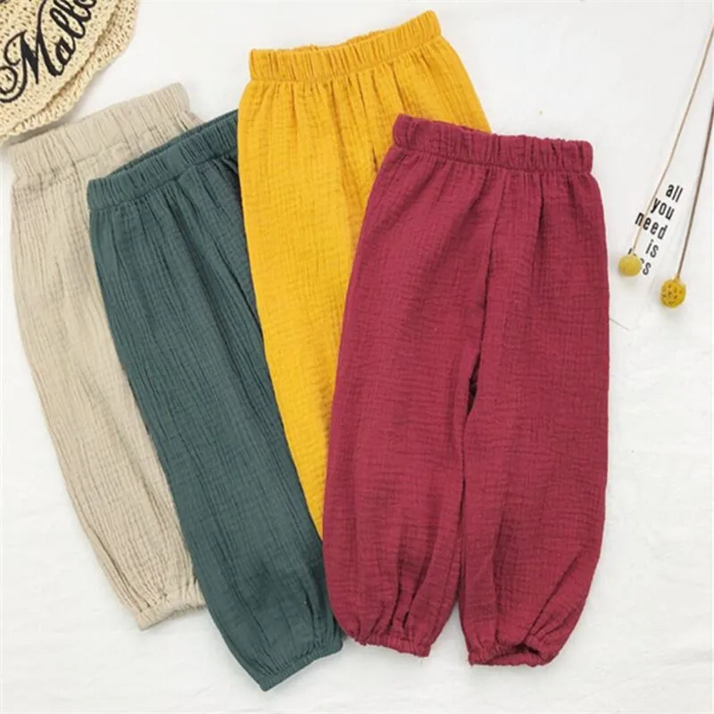 Брюки Женские однотонные из хлопка и льна Свободные повседневные брюки багги с