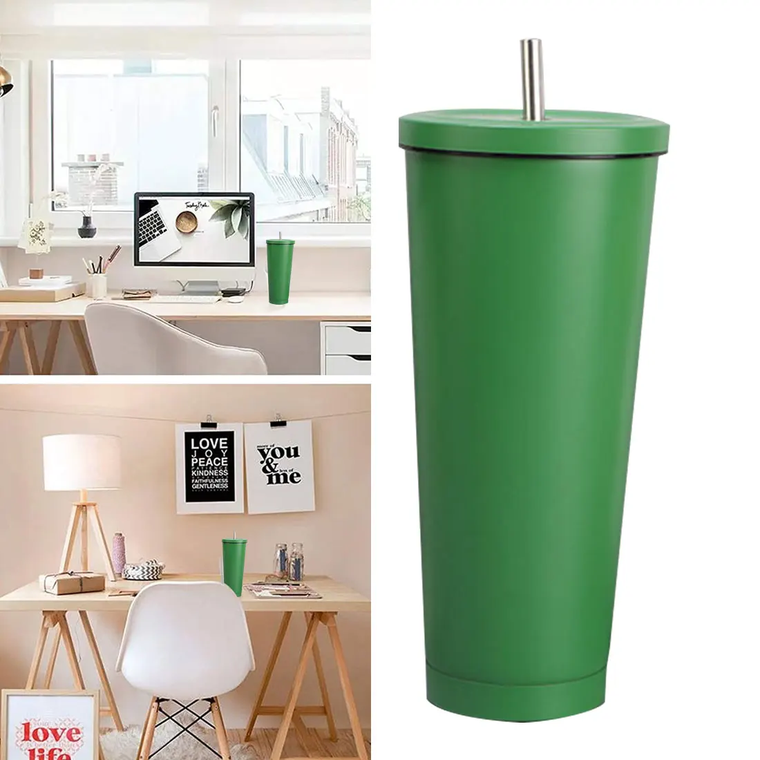 

Stainless Steel Coffee Mug 500/750ml Mug with Lid Beer Mugs for Tea Mug Metal Straw Drink Cup Travel Mugs