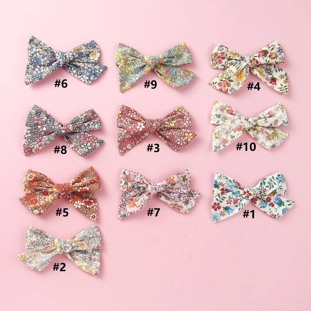 Новые заколки для волос из хлопка и льна с цветочным принтом бантом милых девочек