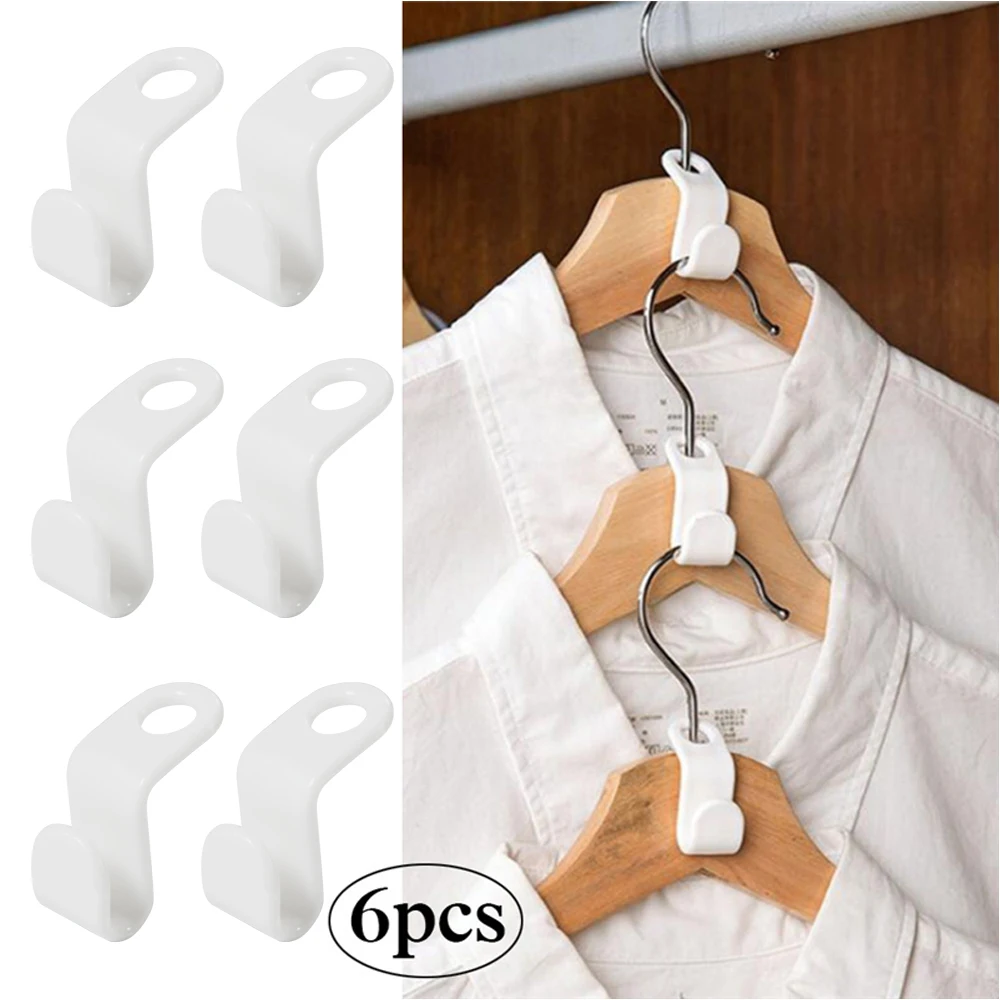 

6/12pcs Clothes Hanger Hook Folding Storage Clothes Rack Wardrobe Hanging Hanger Connection Hook Space Saving Space Saving